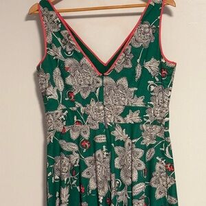 Boden Green Sleeveless V-Neck Midi Dress